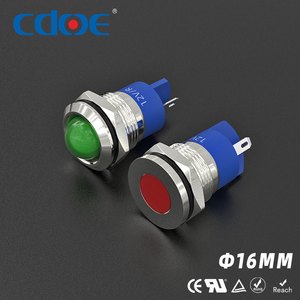 16mm IP67 Waterproof Signal Lamp Red Green White Yellow Blue 24V Metal Indicator Light Pilot LED with 220V Voltage