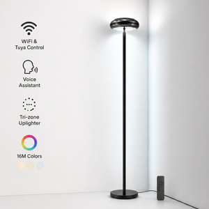 Smart RGBIC Corner Floor LED Lamp Tri-zone Uplighter WiFi Control Tuya Voice Remote Modern Minimalist Home Office Decor