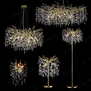 Hot Sale Nordic Luxury Tree Branch Crystal Lighting Series Wall Sconce Ceiling Light Chandelier Table Lamp Home Decor Floor Lamp