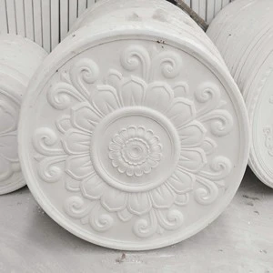 European Modern Design Plastic Gypsum Cornice Ceiling Centre Lamp Panel Interior Decoration Apartments Hotels Light Painted