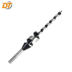DT Customizable Double Steps Wood Auger Drill Bit Single Cutting Edge Hex Shank HCS with Blackening Heat Treatment