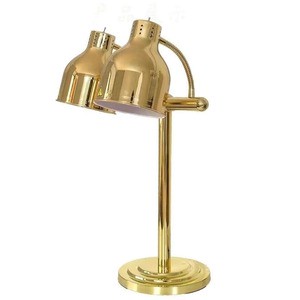 Food Heat Lamp Warmer Gold 500W Double Bulbs Buffet Display Heating Preservation Light Lighting for Food Electric Portable