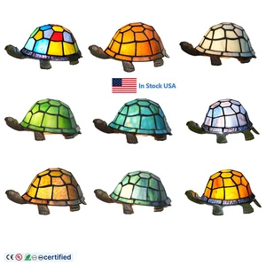USA in Stock Tiffany Tortoise Night Light Stained Glass Decor Table Lamp for Children's Living Room Bedside Lamp with Bed Decor