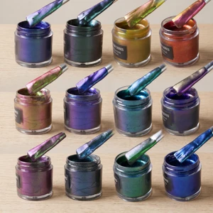 Rich Coverage Chameleon Acrylic Paint 12 Colors 10ml Long-Lasting Waterproof Metallic Color Shift