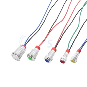 Metal Indicator Light 6mm/8/10/12mm Waterproof LED Power signal Light 6V12V24V220V Small Wired