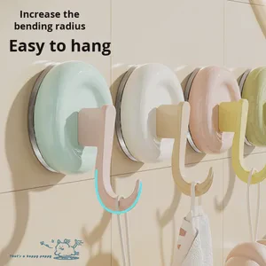 Plastic Strong Suction Cup Hooks Load-Bearing Multi-Functional Traceless Sticky Wall-Mounted for Kitchen Living Room