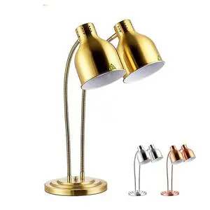 Stainless Steel Electric Food Warming Desk Lamp Gold Buffet Warm Lamp for Restaurant & Hotel Use