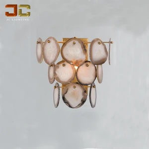 JC Lighting Northern European Wall Lamp Agate Stone Sconces Crystal Flower Light Nordic Style for Gallery