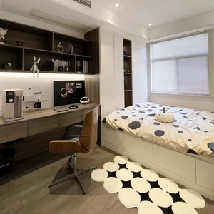 Modern Comfort Log Wind Oak Wooden Panel Bed Eco-friendly Customizable Size Tatami Wall Bed Home Furniture for Apartment Villa