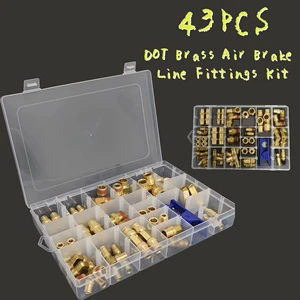 Hydraulic Tool Accessories Brass Union Connector Set - 1/4, 3/8, 1/2 Inch DOT Straight & Elbow Brake Cable Fittings