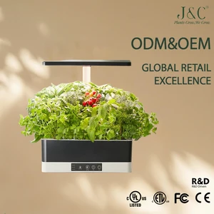 J&C Compact Hydroponic Smart Herb Garden Full 4000K LED Grow Light Auto Timer For Indoor Vegetables Herbs Flowers Bloom Support