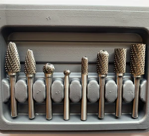 FK Tool 90degrees Tungsten Carbide Rotary Electric Burr Die Drills Grinder Blank Bit Set (8pcs) 6MM Shank 90-91HRA