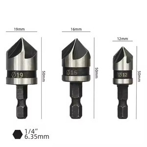 Solid Carbide 3pc 5/6 Blades Countersink Drill Bit High - Precision For Wood Chamfer Applications Five/six-blade Chamfering Tool