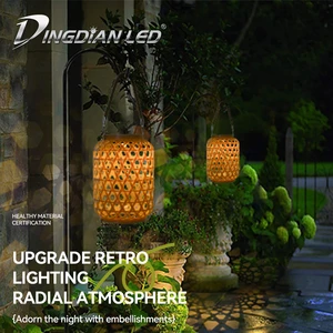 Handle Solar Lantern Outdoor Waterproof Imitating Bamboo Woven Outdoor Garden Decoration Light Yard Portable Solar Light