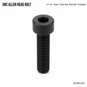UNC Allen Head Bolt 1/4 5/16 3/8 1/2 5/8 3/4 Inch Hex Socket Cap Screw ASME B18.3 Grade 8 Black Oxide US Standard