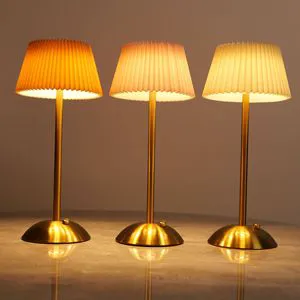 Small LED Pleated Cordless Table Lamp USB Rechargeable with Battery for Bedroom Living Room Home Office Decor