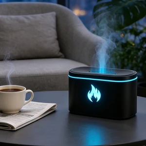 3D Flame Aroma Diffuser Humidifier Flame Symbol Eco-Friendly Design USB-Powered Ultrasonic Large Capacity For Home Hotel