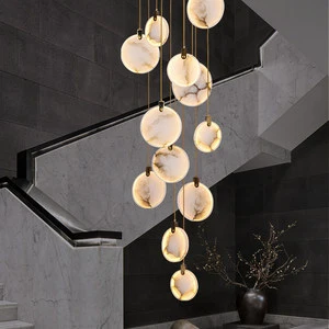 Minimalist Modern Spanish LED Chandelier Marble D30-D90CM Sizes White 2-Year Warranty Easy Installation Living Room 360 Beam