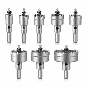 Tungsten Carbide Hole Saw 15-75mm with Pilot Drill Ejector Spring Quick Fit Shank for Stainless Steel Metal Cutting