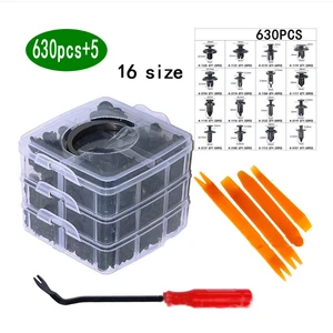 High Quality 630PCS Plastic Fasteners for General Purpose Automobile With Three-Layer Plastic Box