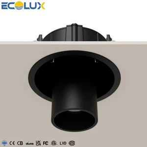 Ecolux Cutout 75mm 10W 12W 15W Long Tube Spotlight Adjustable Anti Glare Round Recessed Ceiling Light LED Downlight