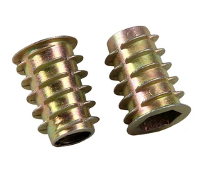 Hot Selling Zinc Alloy Steel Furniture Wood Threaded Insert Nuts Hexagon Socket Wood Insert Nut With Internal External Thread
