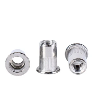 M3 M4 M5 M6 M8 M10 M12 304 Stainless Steel Flat Head Rivnut Threaded Insert Nutsert Knurled Blind Rivet Nuts
