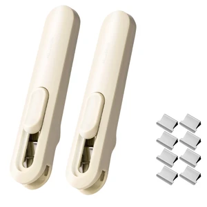 Deli NS085-B Newsey Push Clip Adhesive Folder Stationery Holder White2+66 Supplementary Clip Metal Ticket Holder Office Supplies