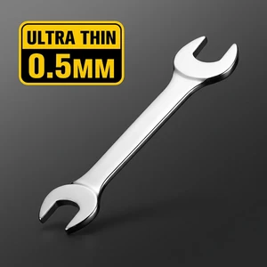 Ultra-Thin 0.5mm Smooth Fork Tool Double Open End Wrench Chrome Vanadium Steel Industrial Grade Metric Non-Sparking Plumbing