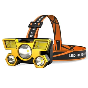 Portable 5 LED Headlamp Super Bright Four Mods 90° Adjustable USB Recharge Headlight for Camping