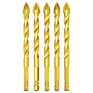 BEILI 4Flute Carbide Alloy Cross Flat Hex Shank Drill Bits 6mm 8mm 10mm 12mm For Tile Concrete Marble Glass Plastic Wood