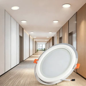 Commercial Glass Downlight 6W-24W Dimmable LED Recessed Light 3 Color Changeable Round E Panel for Office Shop Ceiling Lights