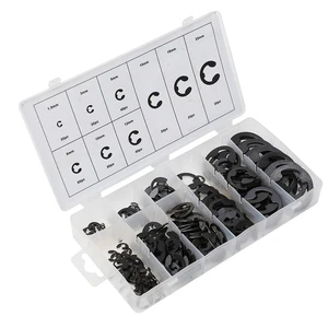 300PCS 9 Sizes Black Alloy Steel E-clip External Retaining Clamps Ring Washer Circlip Snap Retainer Rings Assortment Kit