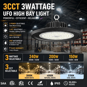 Wholesales 3CCT 3Power Switchable 200W Garage UFO Workshop Highbay Lighting Commwecial Industrial Led High Bay Light