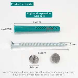 Heavy Duty Nylon Wall Plug Expansion Tube Kit With Screw & Cap For Hollow Wall Concrete Mounting