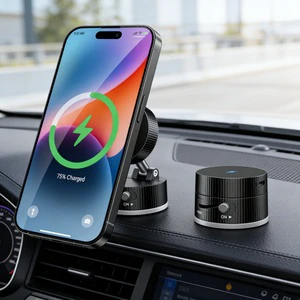 Bulk Supplier 15W Fast Wireless Car Charger N52Magnet Vacuum Cup 360 Adjustable Phone Mount Universal Magnetic Car Phone Holder