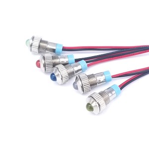 Hot Signal Light 6mm Metal Power Indicator LED with Wire 3V5V6V12V24V220V Waterproof signal Light