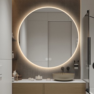 Round Acrylic LED Mirror With Anti-Fog Dimmable Backlit Wall Lighted Mirror For Bathroom Vanity