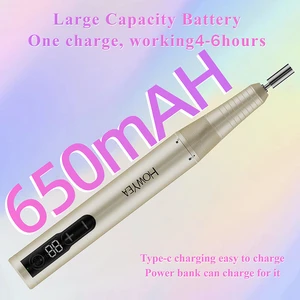HOWYEA Pen Shape Nail Drill Machine USB Rechargeable Electric Nail File For Salon Manicure Wholesale