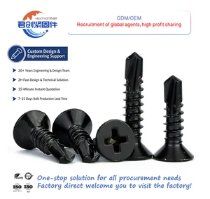 Black Oxide Carbon Steel Flat Cross Head Drywall Screw Self-Drilling Roofing Application Metric Measurement System