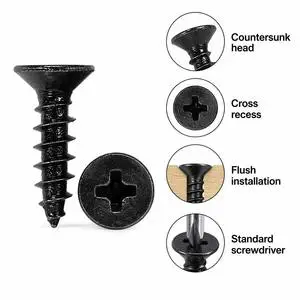 Self-tapping Stainless Steel Hex Socket Screws with Black Coating Metric Grade 6.8
