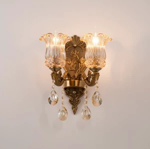 European Style Classic Crystal Retro Bedroom Bedside Lamp Luxury Antique Zinc Alloy Interior Lighting for Hotel Corridors