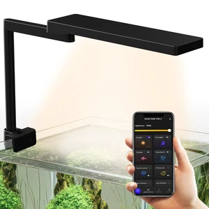 9.1 Inches Full Spectrum Fish Tank Clip On Light With Adjustable Timer&Brightness For Reef Coral Aquatic Plant Fish Aquarium 15w