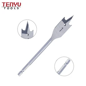 Hexagon Shank Tri-Point Paddle Hollow Boring Flat Wood Spade Drill Bit for Clean and Fast Wood Drilling Hole
