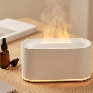 3D Flame Aroma Diffuser Humidifier LED Lighting Eco-Friendly Design USB-Powered Ultrasonic Large Capacity Low Noise Household