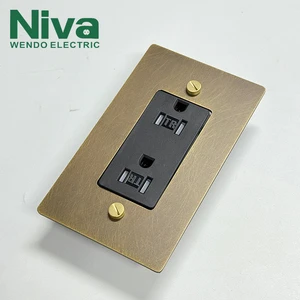 Niva Vintage American Standard US Wall Sockets Multi Light Switch 1 Outlet Brass Panel 118type Metal Socket