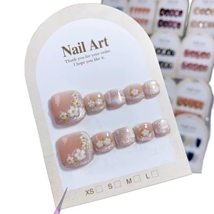High Quality Toe Nail Full Cover Short Cat Eye Press-On ABS Finger Feet Nails Sparkling Finger Toe Nail Sets