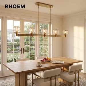 RHOEM Linear Chandelier Crystal Chandelier for Dining Room Living Room Villa Hanging Light Luxury Lighting Decoration Home