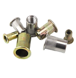 M3 M4 M5 M6 M8 M10 M12 304 Stainless Steel Threaded Insert Rivnut Zinc Plated Nut With Flat Head Nut