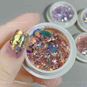 Holographic Opal Chrome Nail Sequin Powder Irregular Mermaid Glitter Flakes for Manicure Decoration
